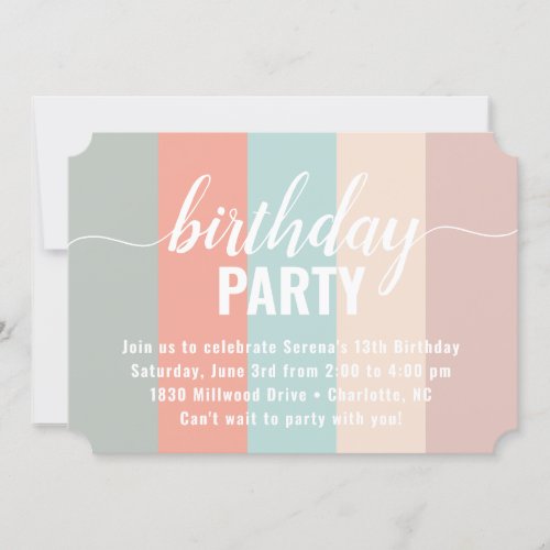 Earthy and Muted Color Swatch Birthday Invitation