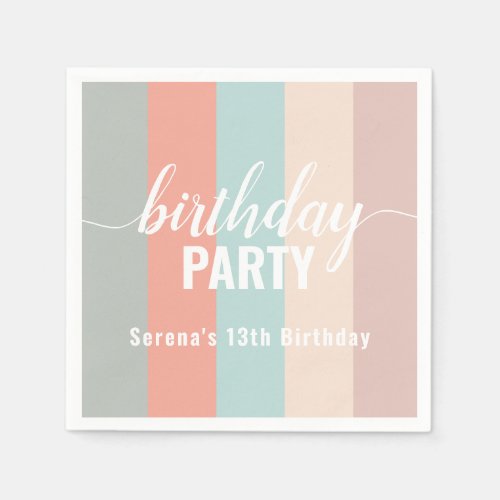 Earthy and Muted Color Swatch Birthday Napkins