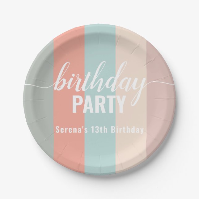 Earthy and Muted Color Swatch Birthday Paper Plates (Front)