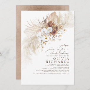 Earthy and White Flowers Boho Bridal Shower Invitation