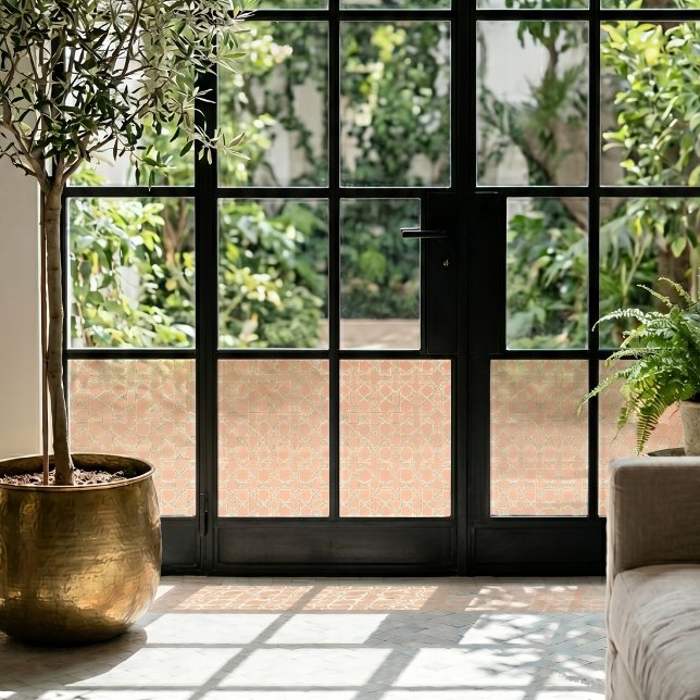 Earthy Arabesque | Terracotta & Sage Window Cling (Lifestyle Shot)