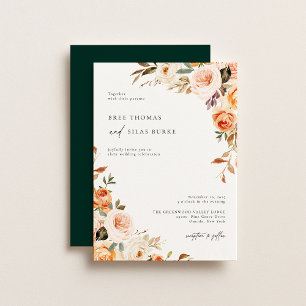 Earthy Autumn Botanical Floral Wedding Invitation