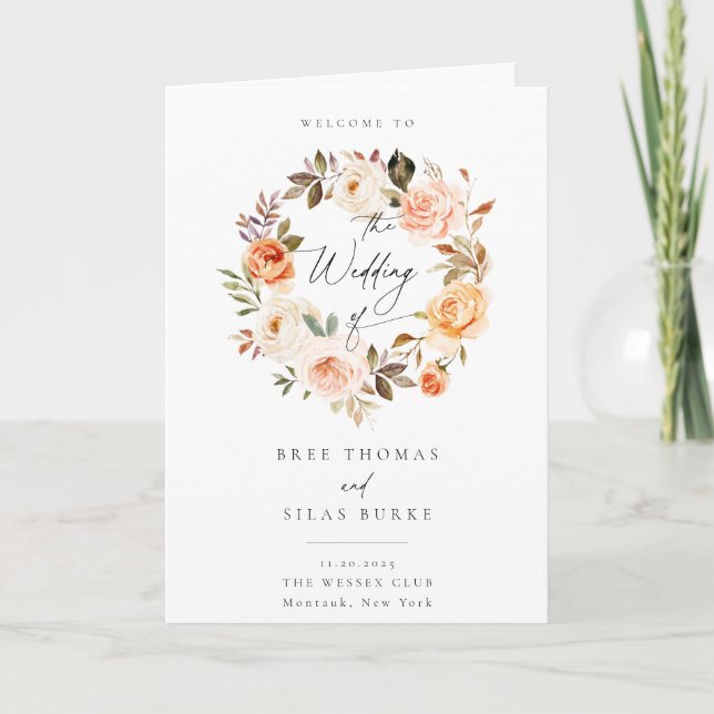 Earthy Autumn Botanical Floral Wedding Program (Front)