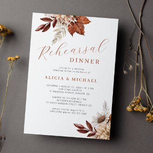 Earthy autumn fall floral rehearsal dinner invitation
