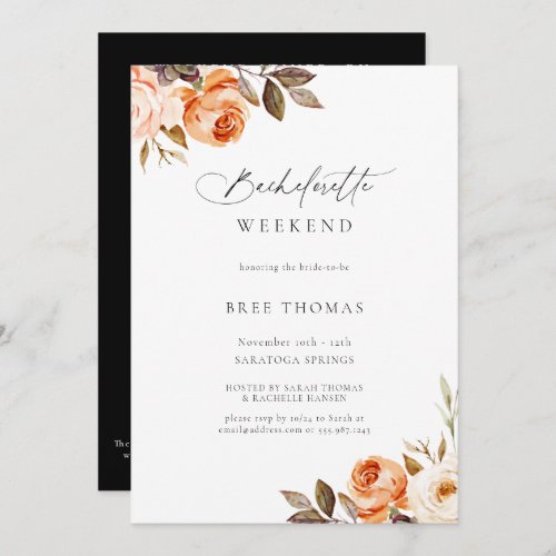 Earthy Autumn Floral Bachelorette Weekend Invitation