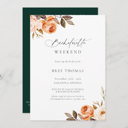 Earthy Autumn Floral Bachelorette Weekend Invitation