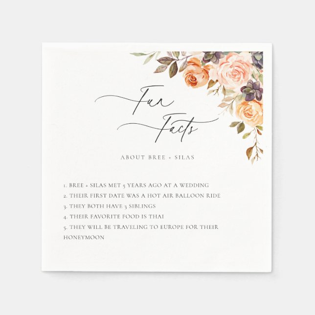 Earthy Autumn Floral Fun Facts Napkins (Front)