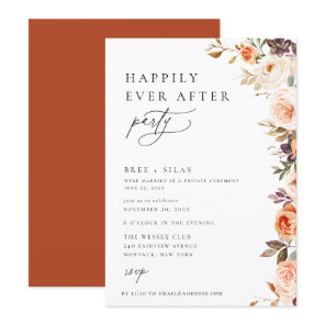 Earthy Autumn Floral Happily Ever After Party Invitation