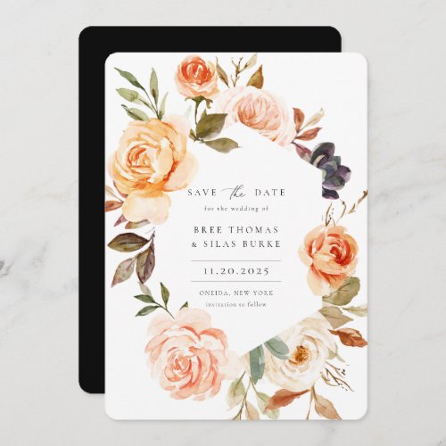 Earthy Autumn Floral Photo Save The Date