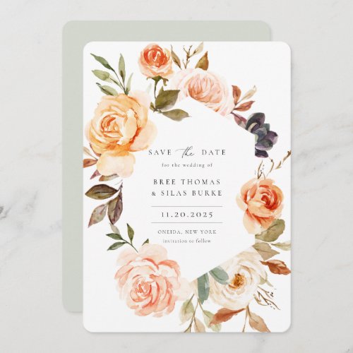 Earthy Autumn Floral Photo Save The Date