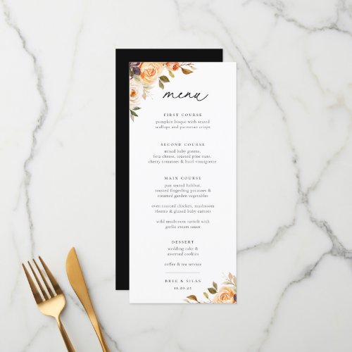 Earthy Autumn Floral Wedding Menu