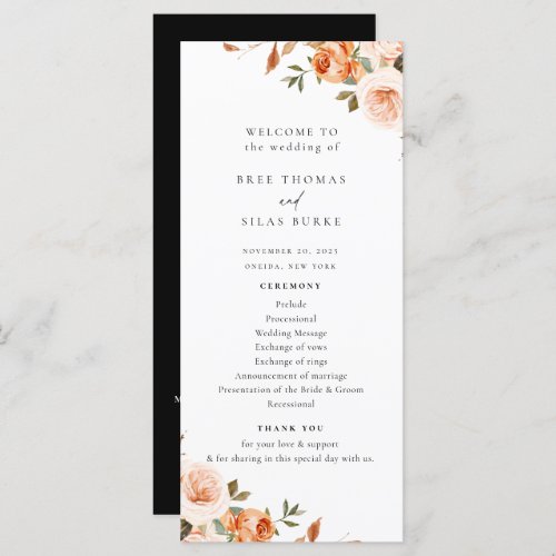 Earthy Autumn Floral Wedding Program