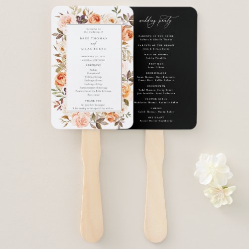 Earthy Autumn Floral Wedding Program Hand Fan