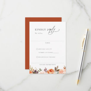 Earthy Autumn Floral Wedding RSVP Card