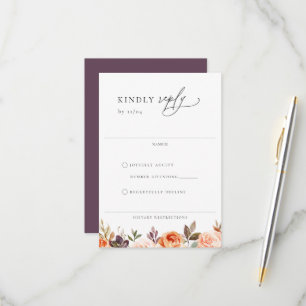 Earthy Autumn Floral Wedding RSVP Card