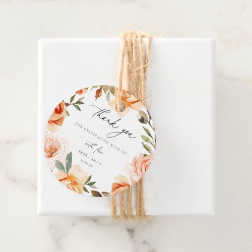 Earthy Autumn Floral Wedding Thank You Favor Tags