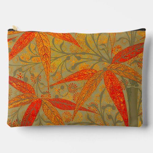 Earthy Bamboo Art Print Orange  Accessory Pouch