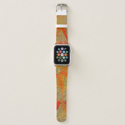 Earthy Bamboo Art Print Orange  Apple Watch Band