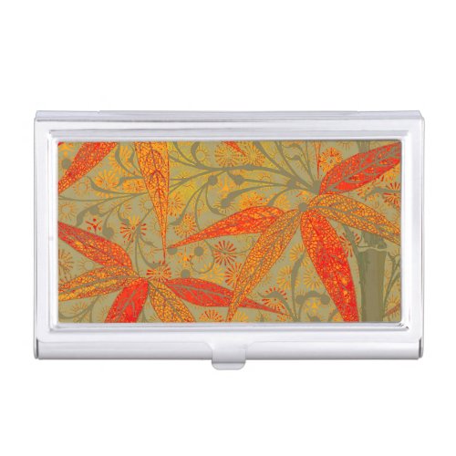 Earthy Bamboo Art Print Orange  Business Card Case