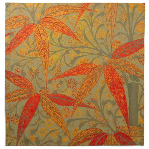 Earthy Bamboo Art Print Orange  Cloth Napkin