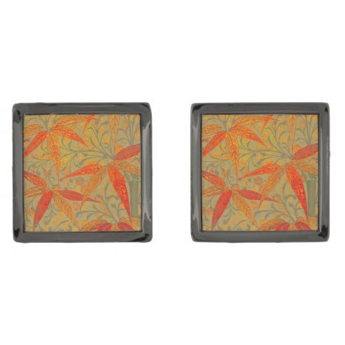 Earthy Bamboo Art Print Orange  Cufflinks