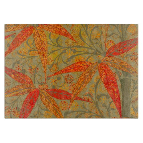 Earthy Bamboo Art Print Orange  Cutting Board