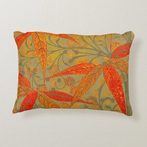 Earthy Bamboo Art Print Orange  Decorative Pillow