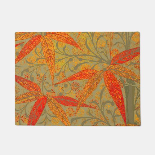 Earthy Bamboo Art Print Orange  Doormat