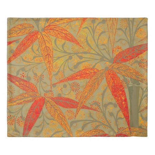 Earthy Bamboo Art Print Orange  Duvet Cover