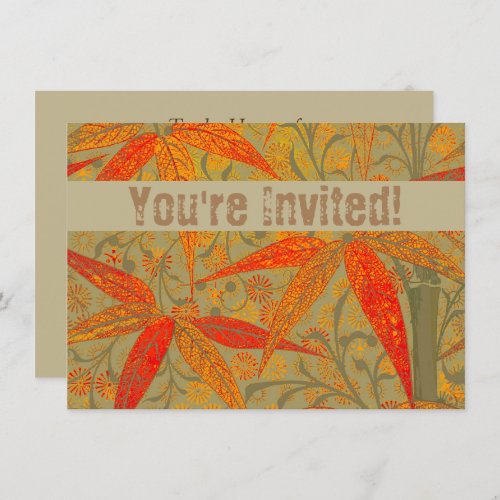 Earthy Bamboo Art Print Orange  Invitation