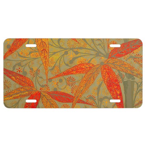 Earthy Bamboo Art Print Orange  License Plate