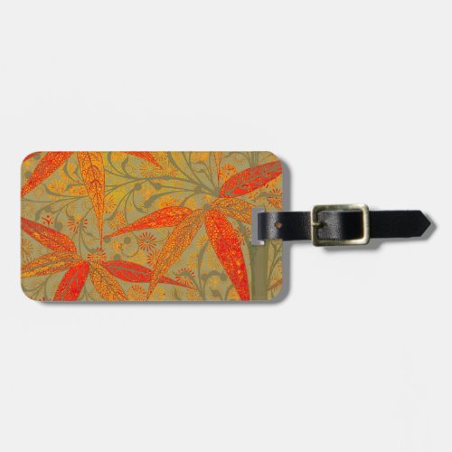 Earthy Bamboo Art Print Orange  Luggage Tag