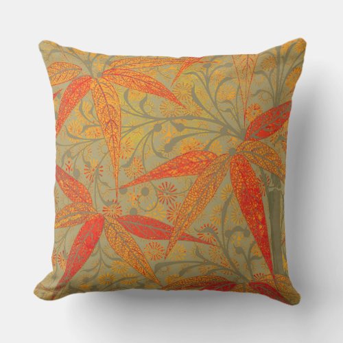 Earthy Bamboo Art Print Orange  Outdoor Pillow