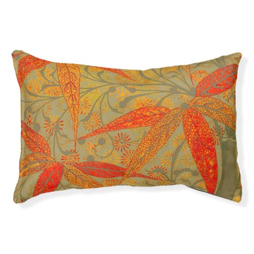 Earthy Bamboo Art Print Orange  Pet Bed