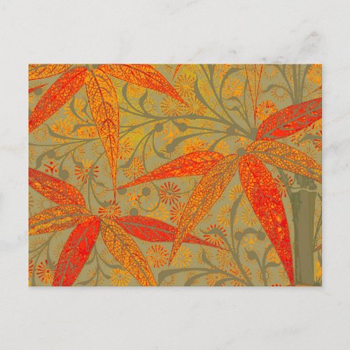 Earthy Bamboo Art Print Orange  Postcard