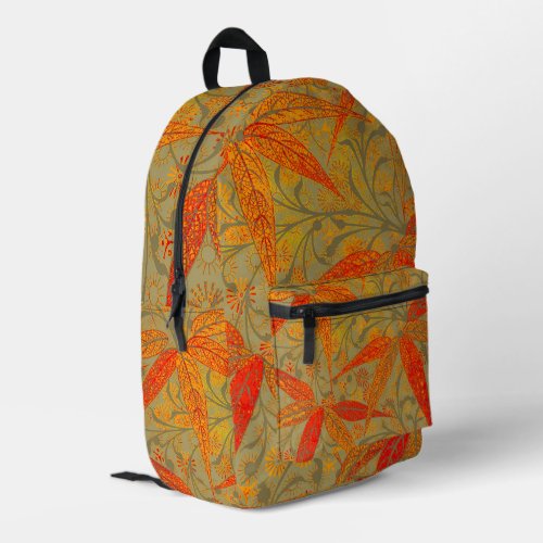 Earthy Bamboo Art Print Orange  Printed Backpack