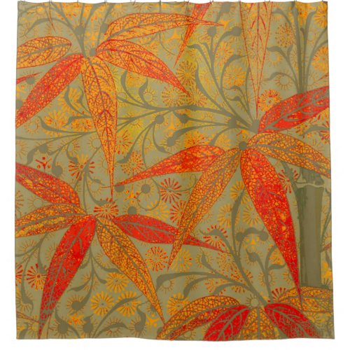 Earthy Bamboo Art Print Orange  Shower Curtain