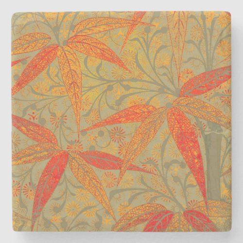 Earthy Bamboo Art Print Orange  Stone Coaster