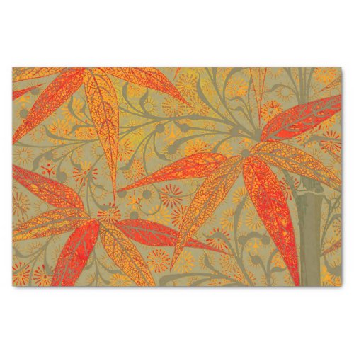 Earthy Bamboo Art Print Orange  Tissue Paper