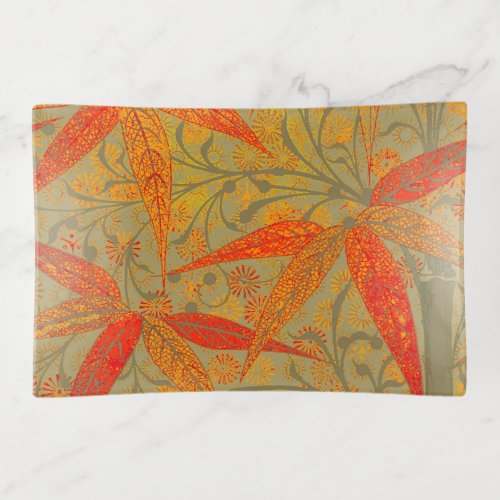 Earthy Bamboo Art Print Orange  Trinket Tray