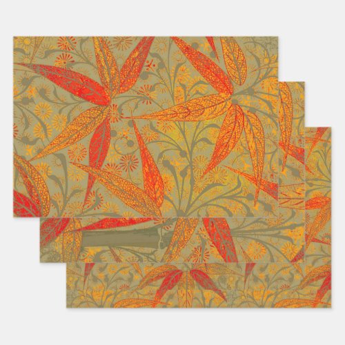 Earthy Bamboo Art Print Orange  Wrapping Paper Sheets