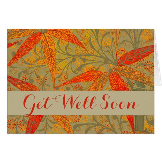 Earthy Bamboo Art Vintage Print Orange (Front Horizontal)