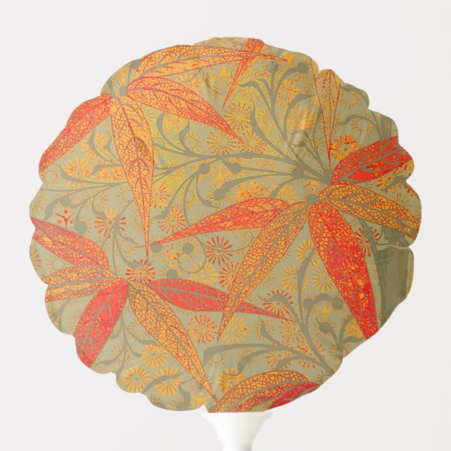 Earthy Bamboo Art Vintage Print Orange  Balloon (Front)