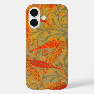Earthy Bamboo Art Vintage Print Orange iPhone 16 Case