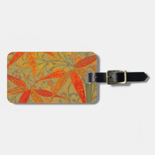 Earthy Bamboo Art Vintage Print Orange Luggage Tag