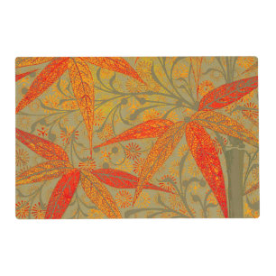 Earthy Bamboo Art Vintage Print Orange Placemat