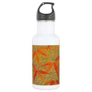 Earthy Bamboo Art Vintage Print Orange  Stainless Steel Water Bottle