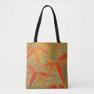 Earthy Bamboo Art Vintage Print Orange Tote Bag