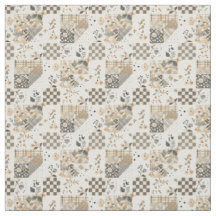 Earthy Beige Patchwork Quilt Vintage Cottagecore