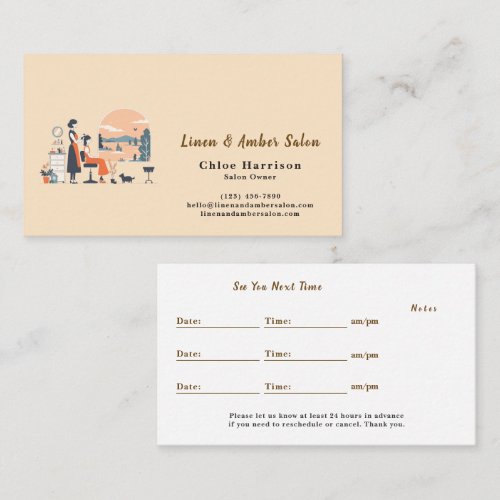 Earthy Beige Terracotta Hair Salon Appointment ＆ Business Card